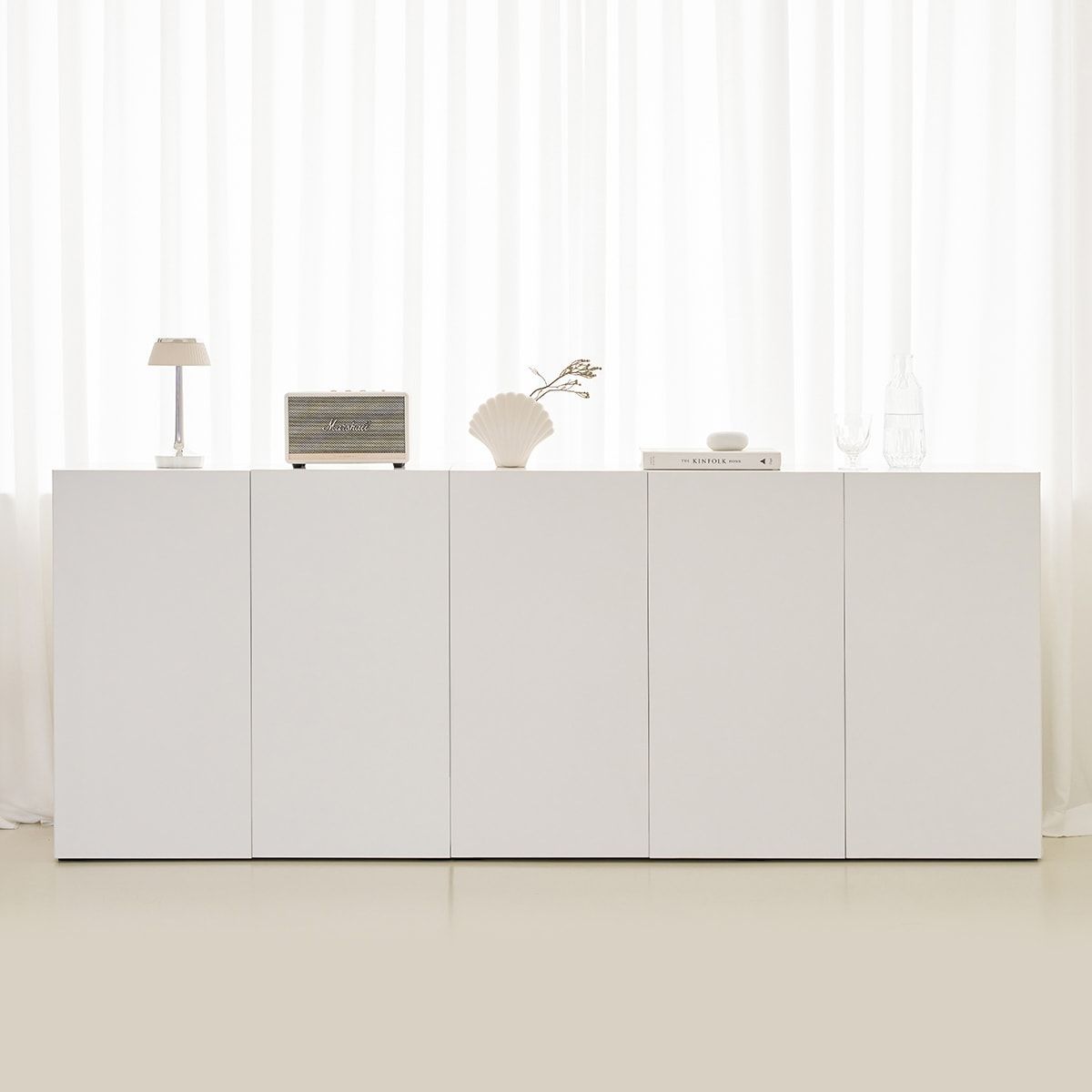 ING HOME ALEX ハイ キャビネット 200cm オールホワイト ホワイト 加工