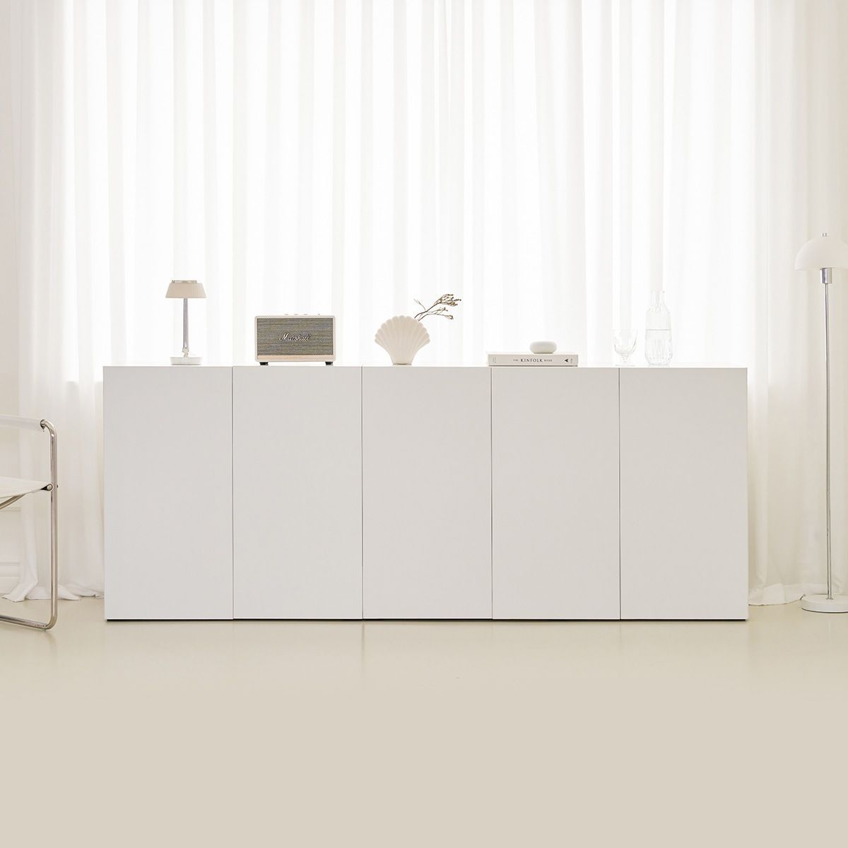 ING HOME ALEX ハイ キャビネット 200cm オールホワイト ホワイト 加工