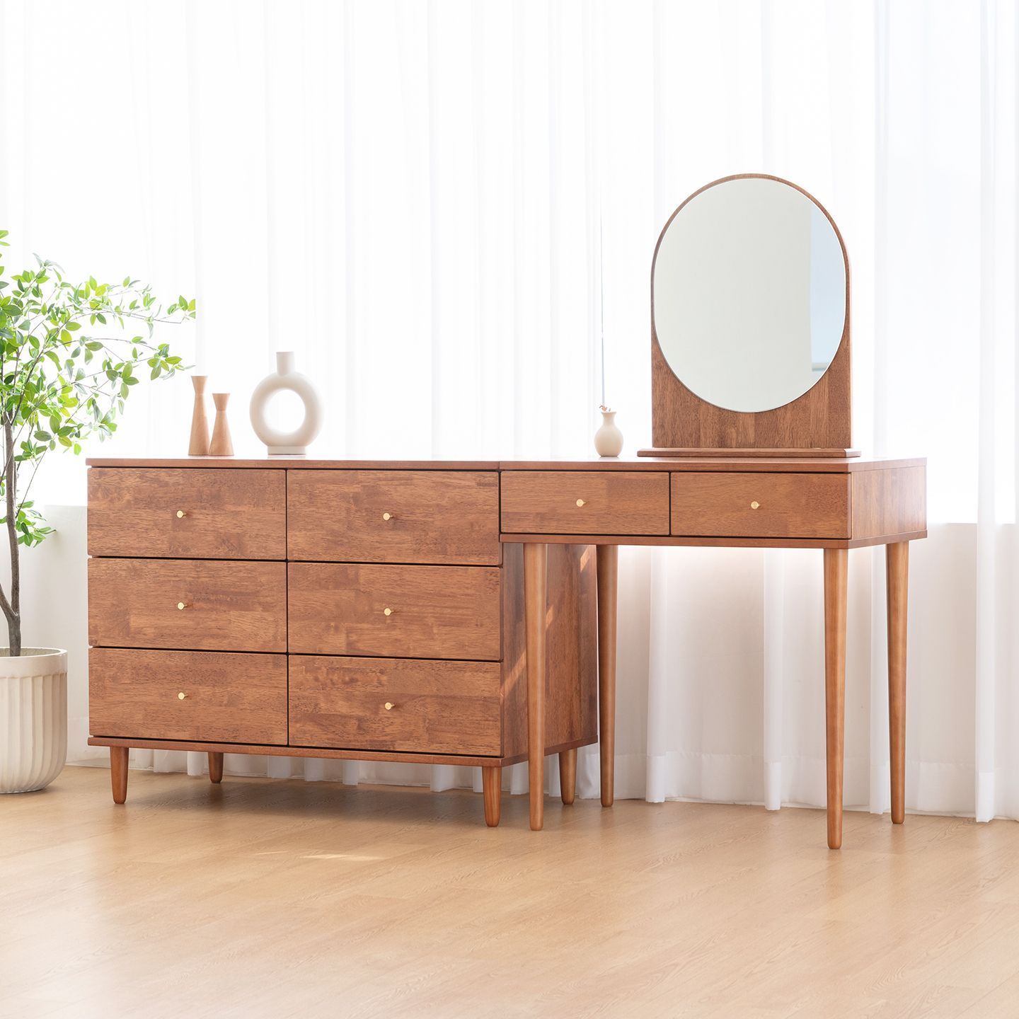 ブラウン　チェスト　ドレッサー onawood BROWNY ドレッサー＆3段チェスト ブラウン 無垢材 幅 175cm