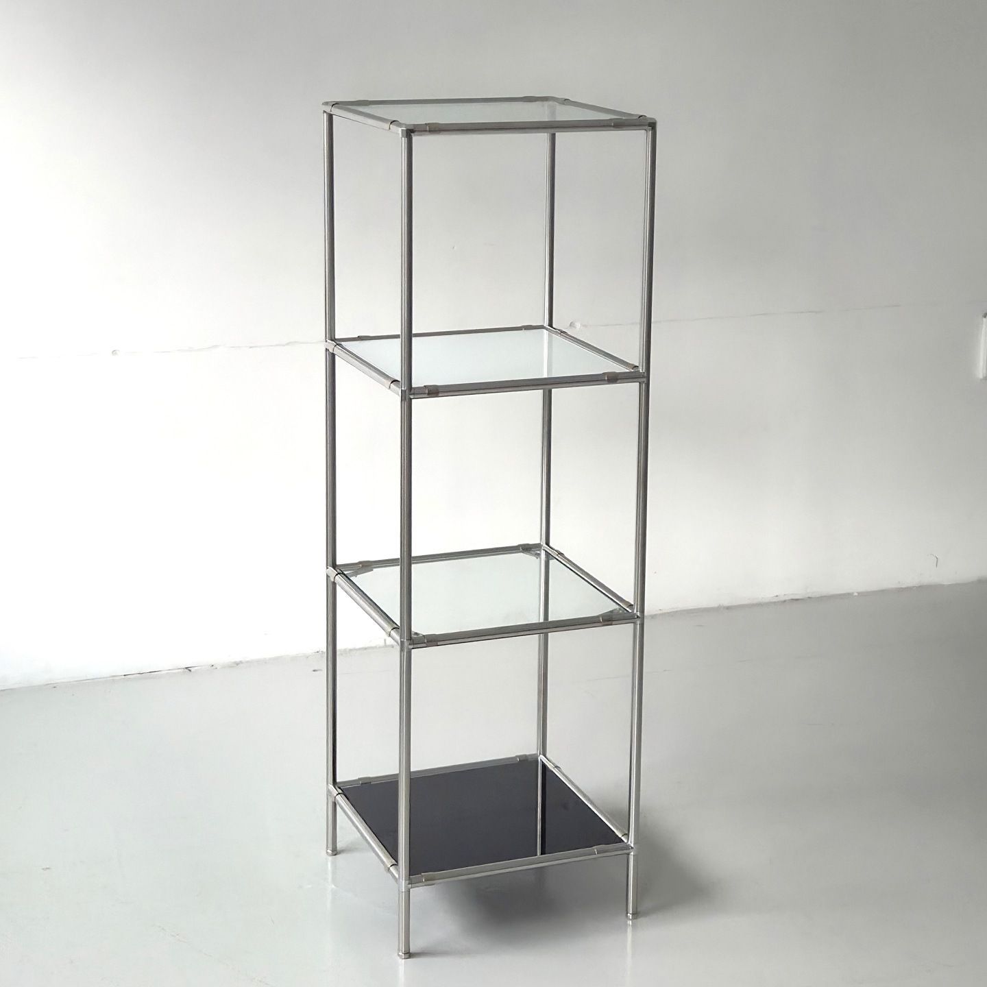 B:HAPPIN モジュールシェルフBM107 クリア天板 4段 透明 ガラス 奥行き