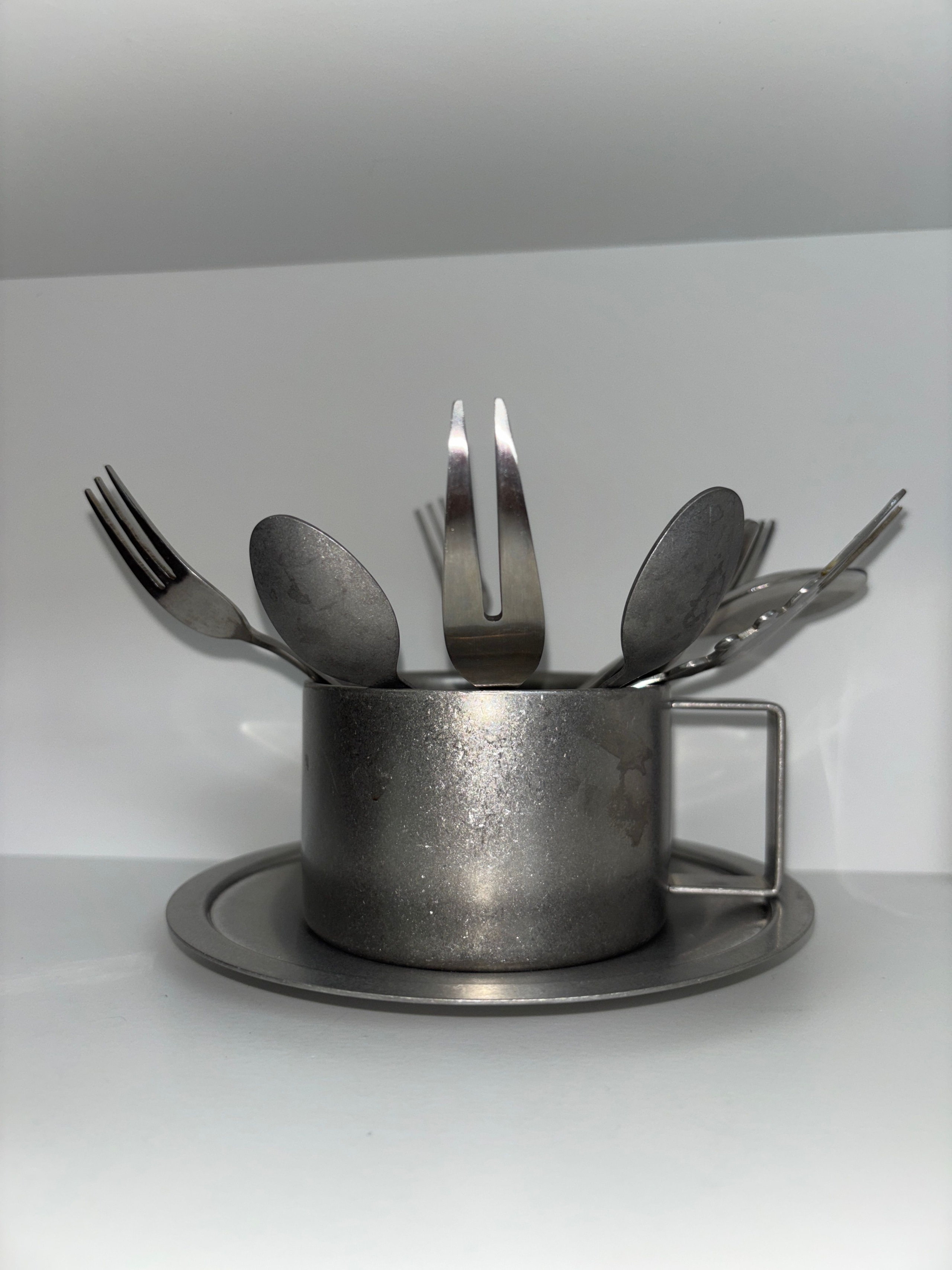 Agueda Vintage Stainless Steel Coffee Cup & Saucer Set – Square user photo
