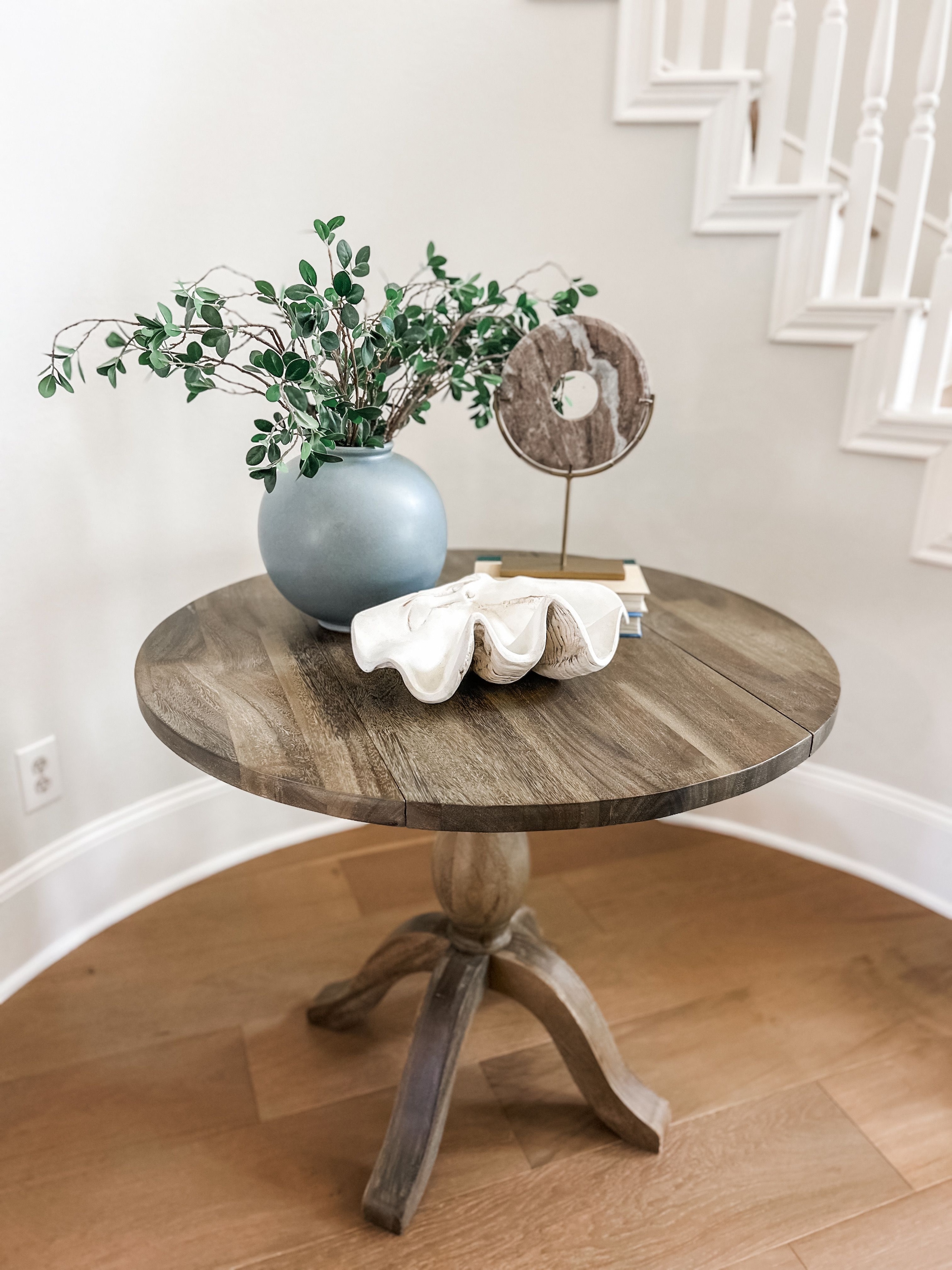 Worldmarket Jozy Round Weathered Gray Wood Drop Leaf Dining Table