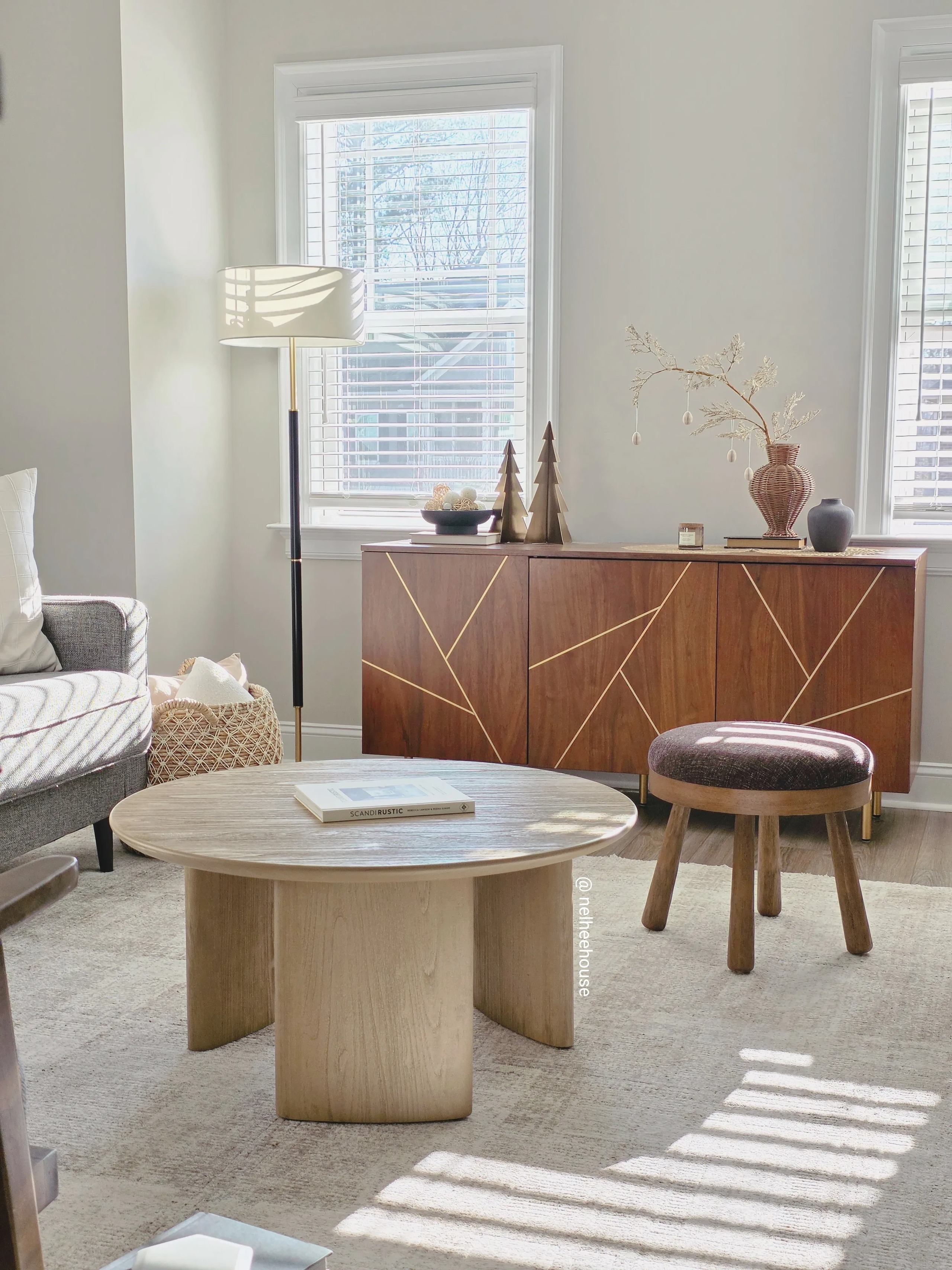World Market Zeke Round Brushed Wood Coffee Table | Coffee & Side