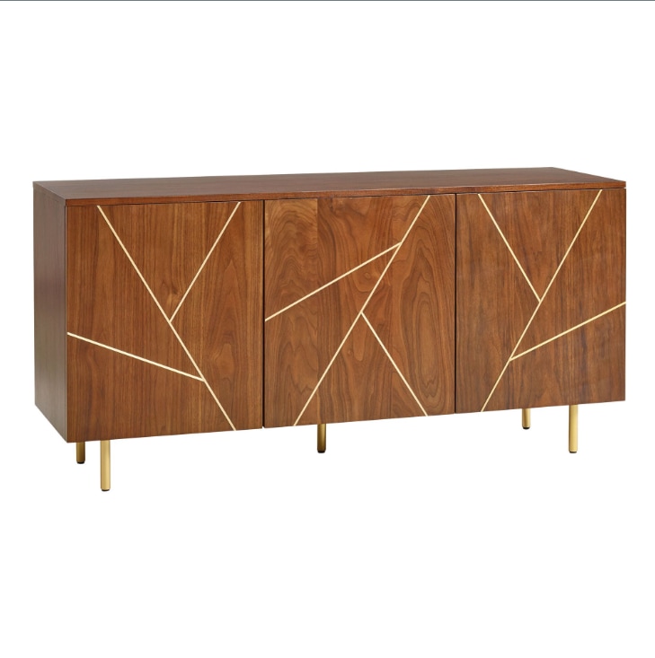World Market Dustin Spiced Auburn Wood And Brass Inlay Storage
