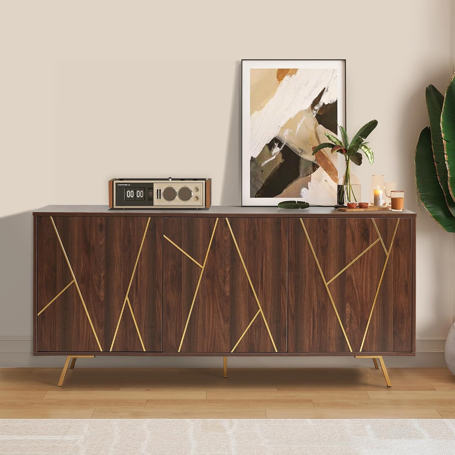 World Market Dustin Spiced Auburn Wood And Brass Inlay Storage