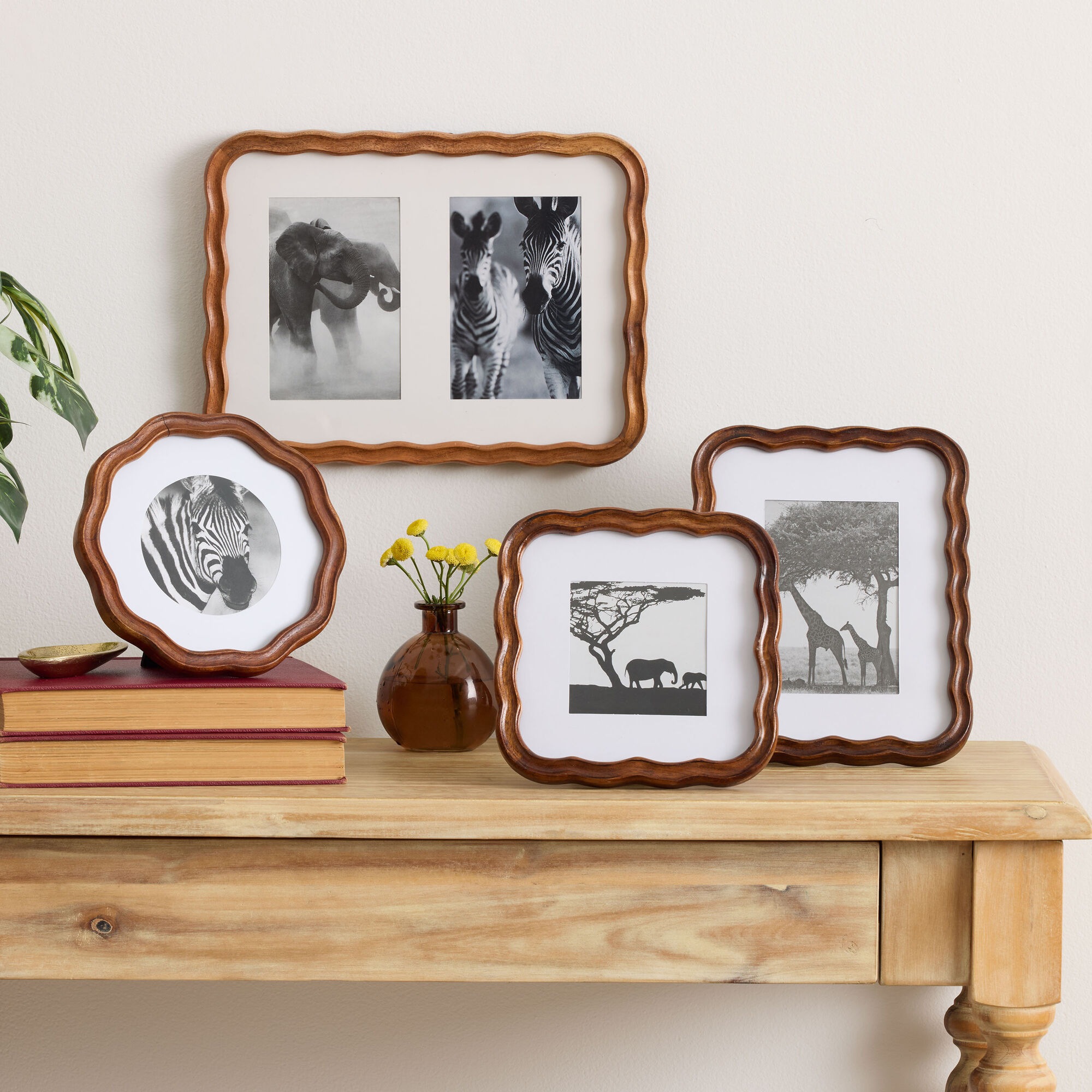 World Market Walnut Acacia Wood Scalloped Picture Frame (2 sizes