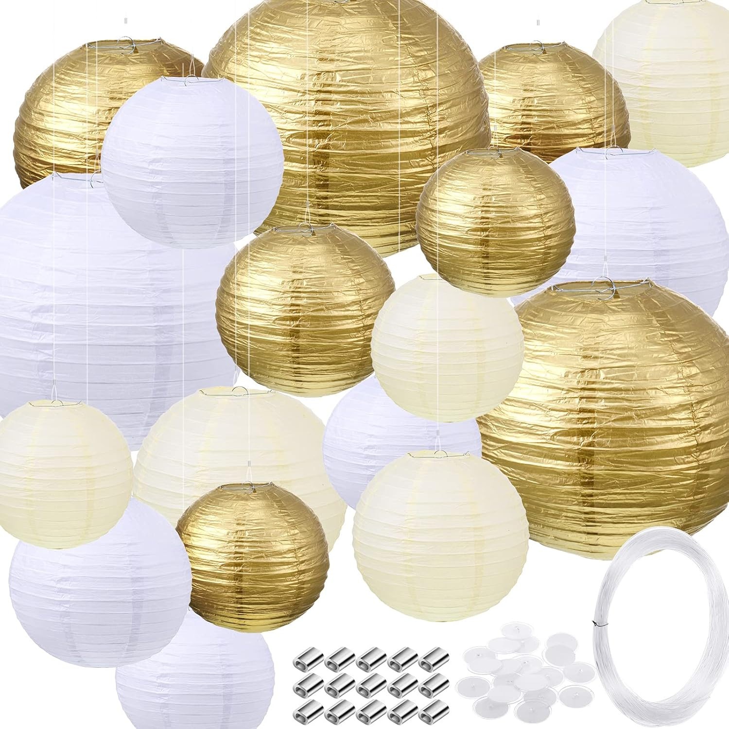thumbnail interactive-video image 1 of IKEA REGOLIT Pendant Lamp Shade - White Rice Paper, 45cm Globe (2-Pack) 1 of 2